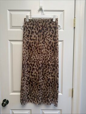 Zara Leopard-Print Midi Skirt in Brown and Black